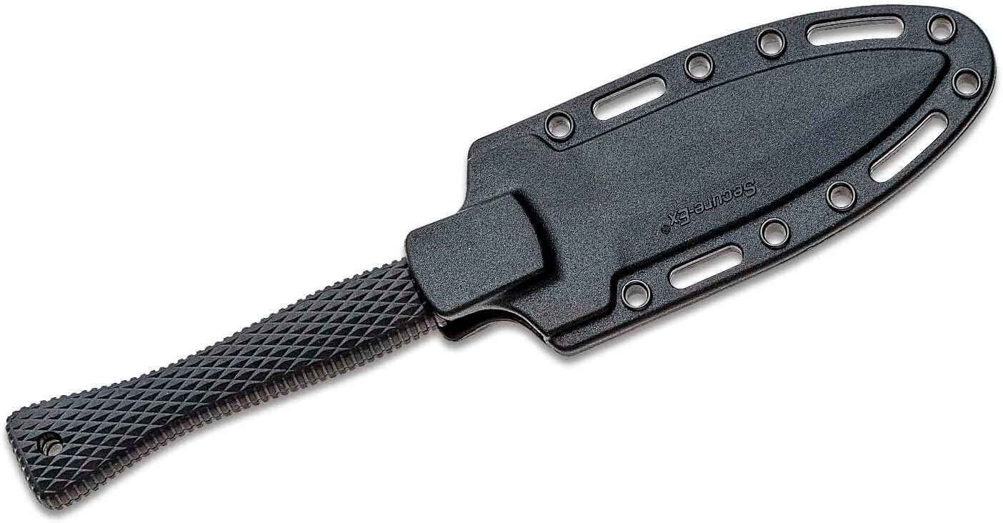Cold Steel Hide Out 3" Durable Japanese AUS8A Stainless Steel Fixed Blade Spear Point Tactical Outdoor Neck Knife, 3-1/2" Kray-Ex Handle, Resistant Secure-Ex Sheath