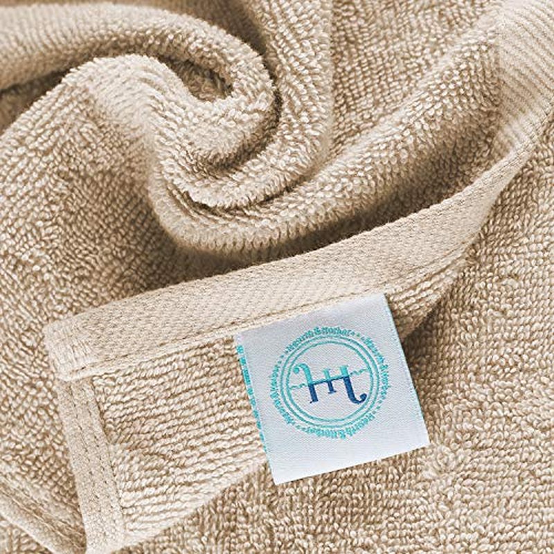 Hearth & Harbor Bath Towels for Bathroom - 100% Ring Spun Cotton Luxury Bathroom Towels - Ultra Soft & Highly Absorbent Bath Towels Set, 6 Piece Set (4 Bath Towels, 2 Washcloths) - Cream