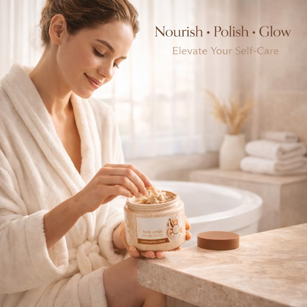 Brown Sugar and Coconut Scented Body Scrub, 15 oz Gentle Cleansing Body Polish with Smooth Texture for Daily Bath and Shower Use, Suitable for All Skin Types