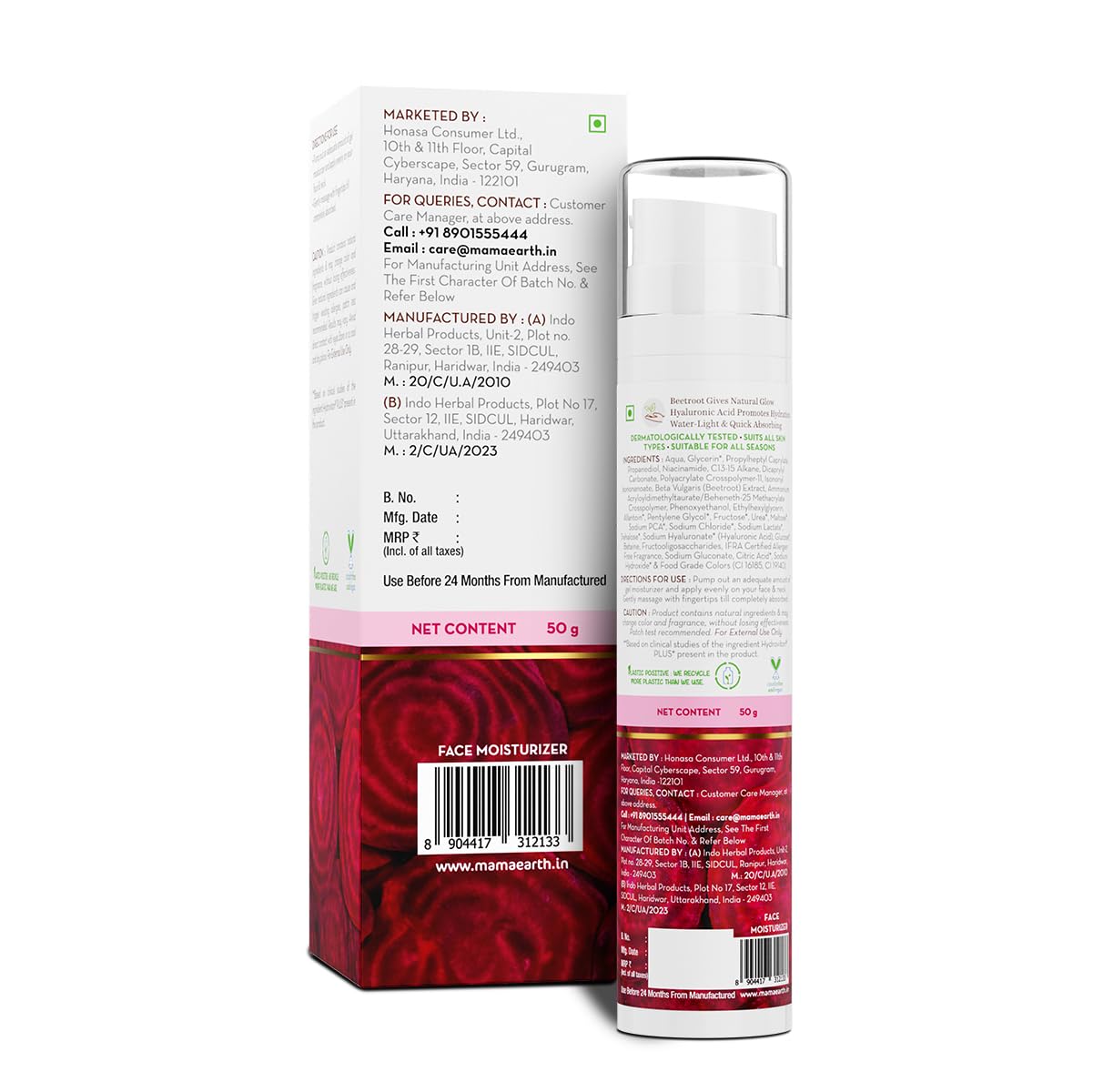 MAMAEARTH Beetroot Hydraful Moisturizer with Hyaluronic Acid, 50g