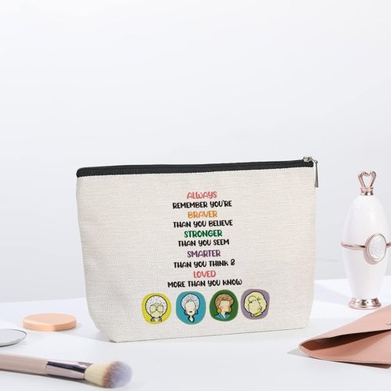 kdxpbpz Golden Inspired Gifts for Women, Golden TV Show Fans Gift, Golden Inspired Makeup Bag, Travel Toiletry Makeup Organizer Zipper Pouch - You Are Braver Stronger Smarter Than You Think