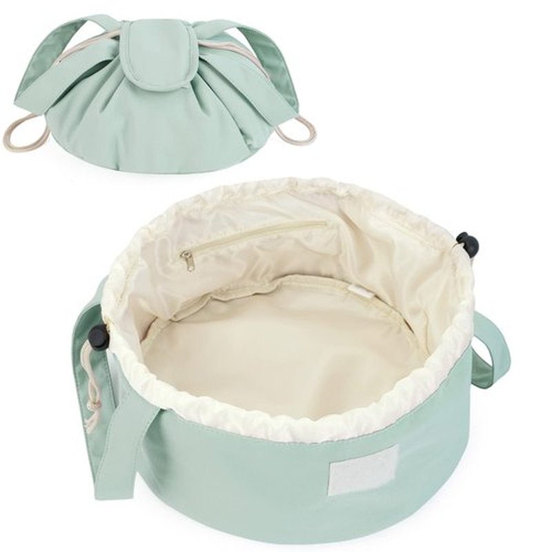 Barrel Drawstring Makeup Bag Large Cosmetic Bag Make up Bags Toiletry Organizer for Women (Mint Green) (Patent)