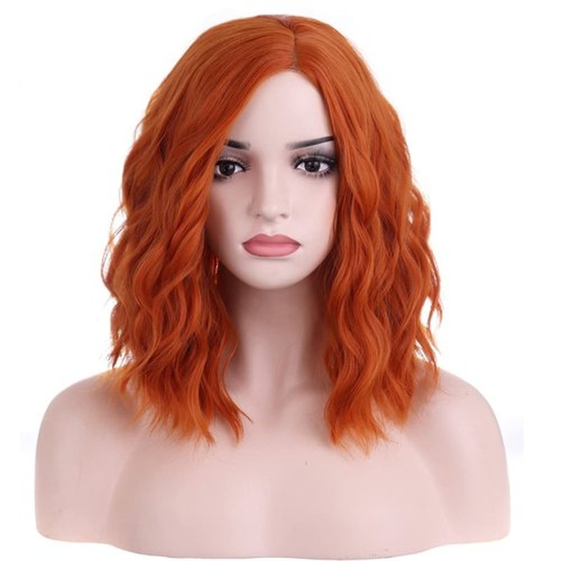 BERON 14 Inches Ginger Wig Short Curly Wig Orange Wig Bob Wig Charming Women Beach Wave Wigs for Cosplay Party Wig Cap Include