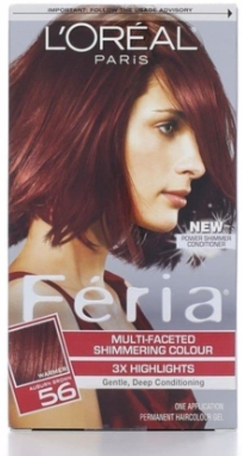 L'Oreal Feria Permanent Haircolour Gel 56 Brilliant Bordeaux - Auburn Brown