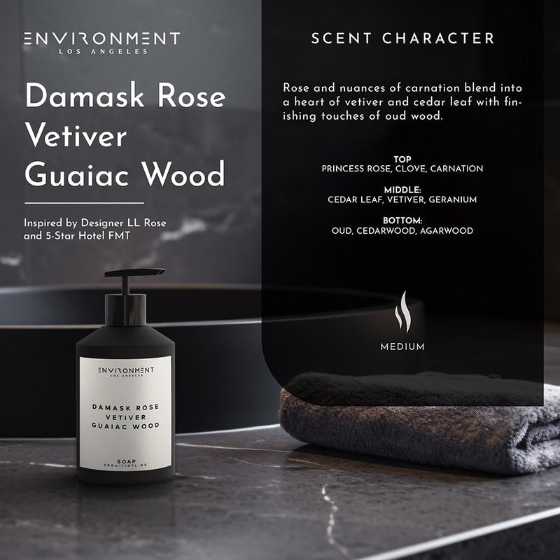 Luxury Liquid Hand Soap | Damask Rose, Vetiver & Guaiac Wood - 300ml Vegan Kitchen & Bathroom Essential