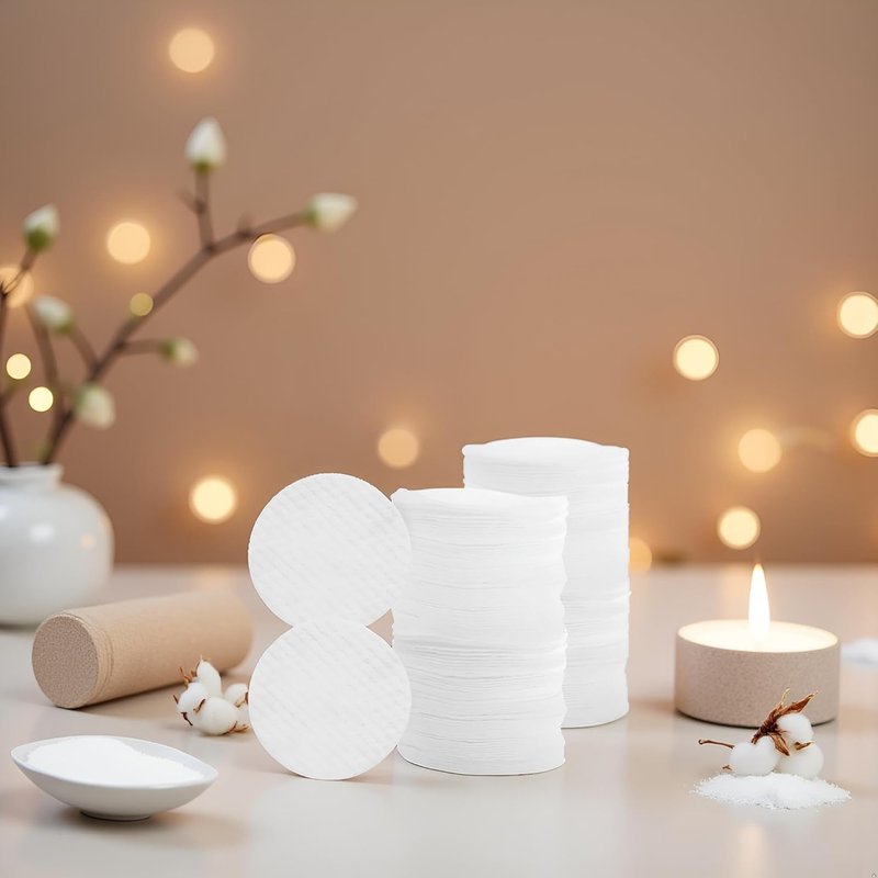 150 Pcs White Soft Facial Pads Round Shape Face Cleansing Pads, Disposable Non-Woven Fabric, for Makeup Removing Blending and Skin Toner Applying Cotton Balls and Swabs, 2.36 Inches