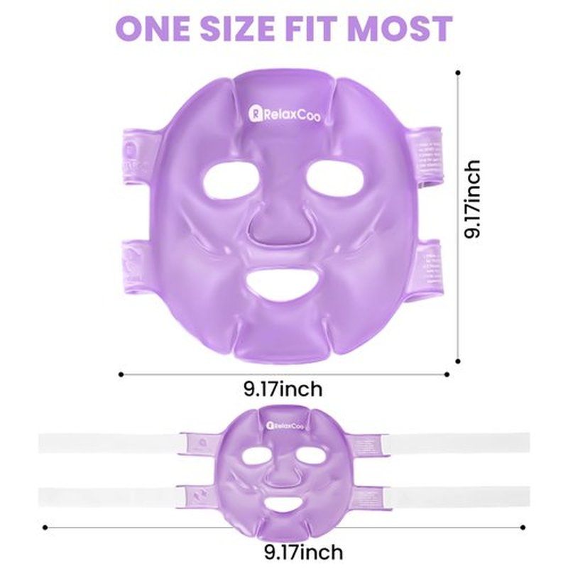 RelaxCoo Cold Face Eye Mask Ice Pack Reduce Face Puff,Dark Circles,Gel Hot Cold Compress,Face SPA for Woman Sleeping, Pressure, Headaches, Skin Care， Purple