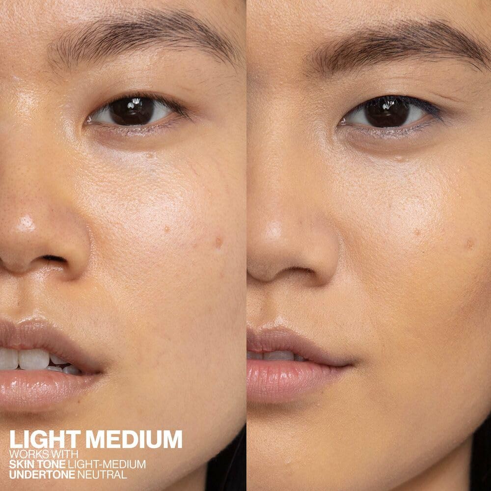 Smashbox Halo Healthy Glow All-In-One Tinted Moisturizer SPF 25 with Hyaluronic Acid, Light to Medium Coverage, Dewy Finish, Oil-free, Sweat and Humidity Resistant, 0.4 Fl Oz, Light Medium