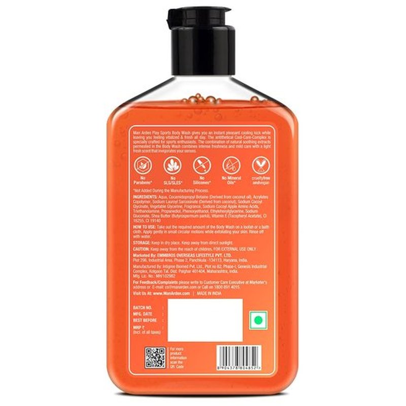 Man Arden Play Sports Luxury Body Wash Infused With Shea Butter & Vitamin E, 250ml