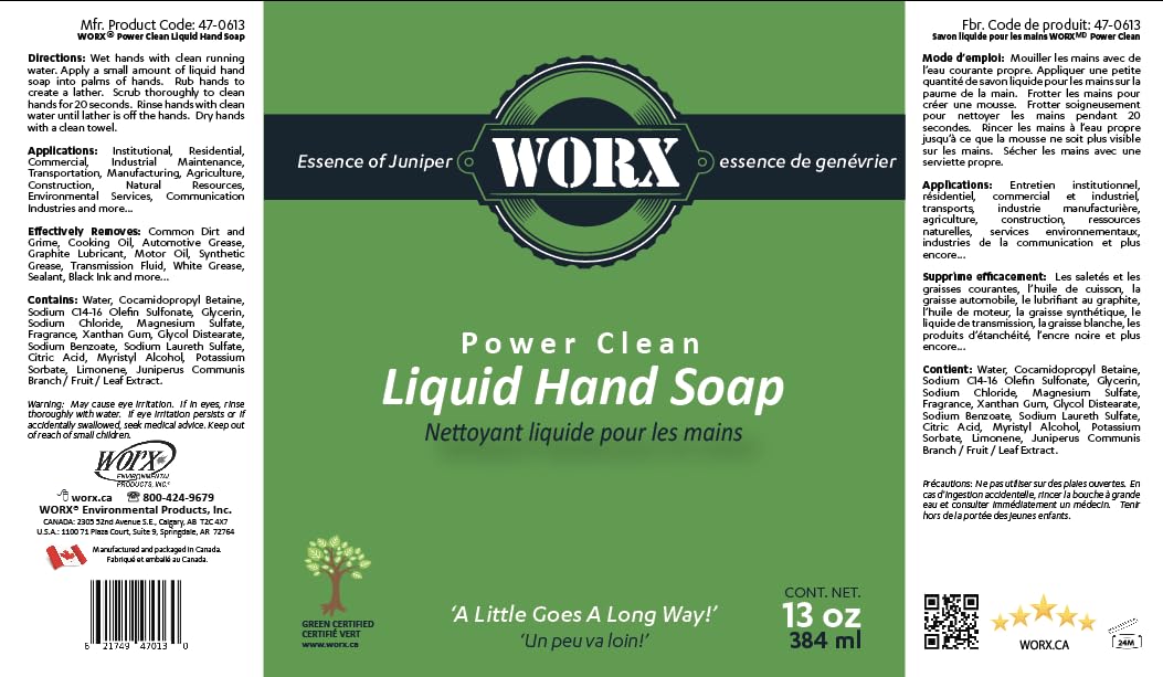 WORX Power Clean Liquid Hand Soap 13 oz. (384 ml.)