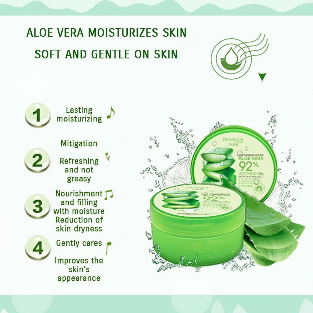 BIOAQUA 92% Aloe Vera Extracts Hydrating Acne Spot Removing Face Night Cream Replenishment Soothing Long lasting Gel 3x220g 22.3 fl.oz