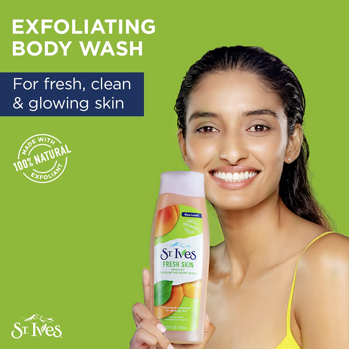 St. Ives Smooth & Glow Body Wash, Apricot 13.5 oz