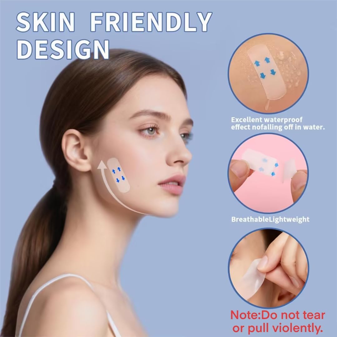XronSlute 80Pcs Face Lifting Tape,Face Lift Tape Invisible,Makeup Facelift Invisible Behind Turkey Neck
