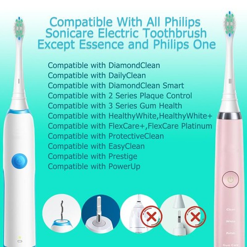 Replacement Heads Compatible with Sonicare Toothbrush, Replacement Brush Head for Philips Sonicare Electric Toothbrush 4100 5100 6100 9900 C2 W3 and More Snap-on Handles White
