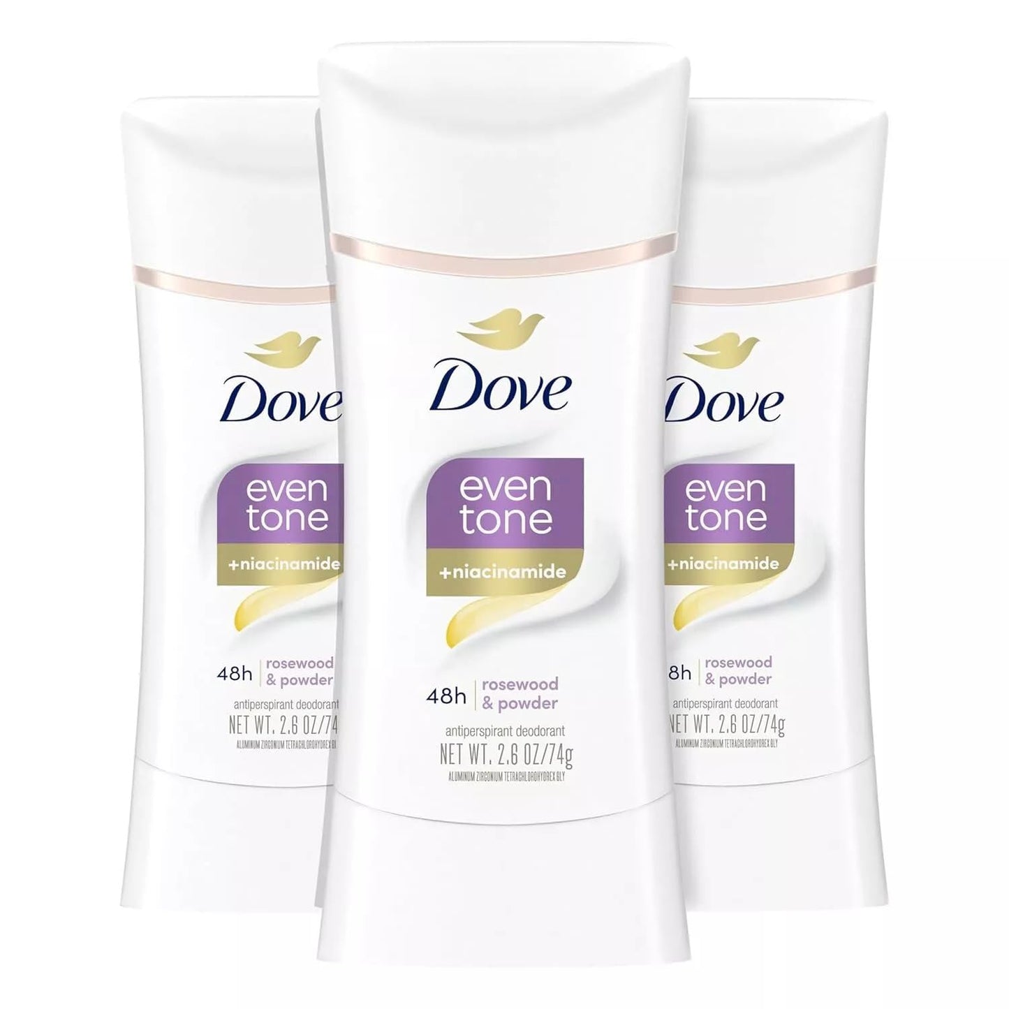 Dove Even Tone Antiperspirant Deodorant for Uneven Skin Tone Restoring Powder Sweat Block for All-Day Fresh Feeling 2.6 oz 3 Count