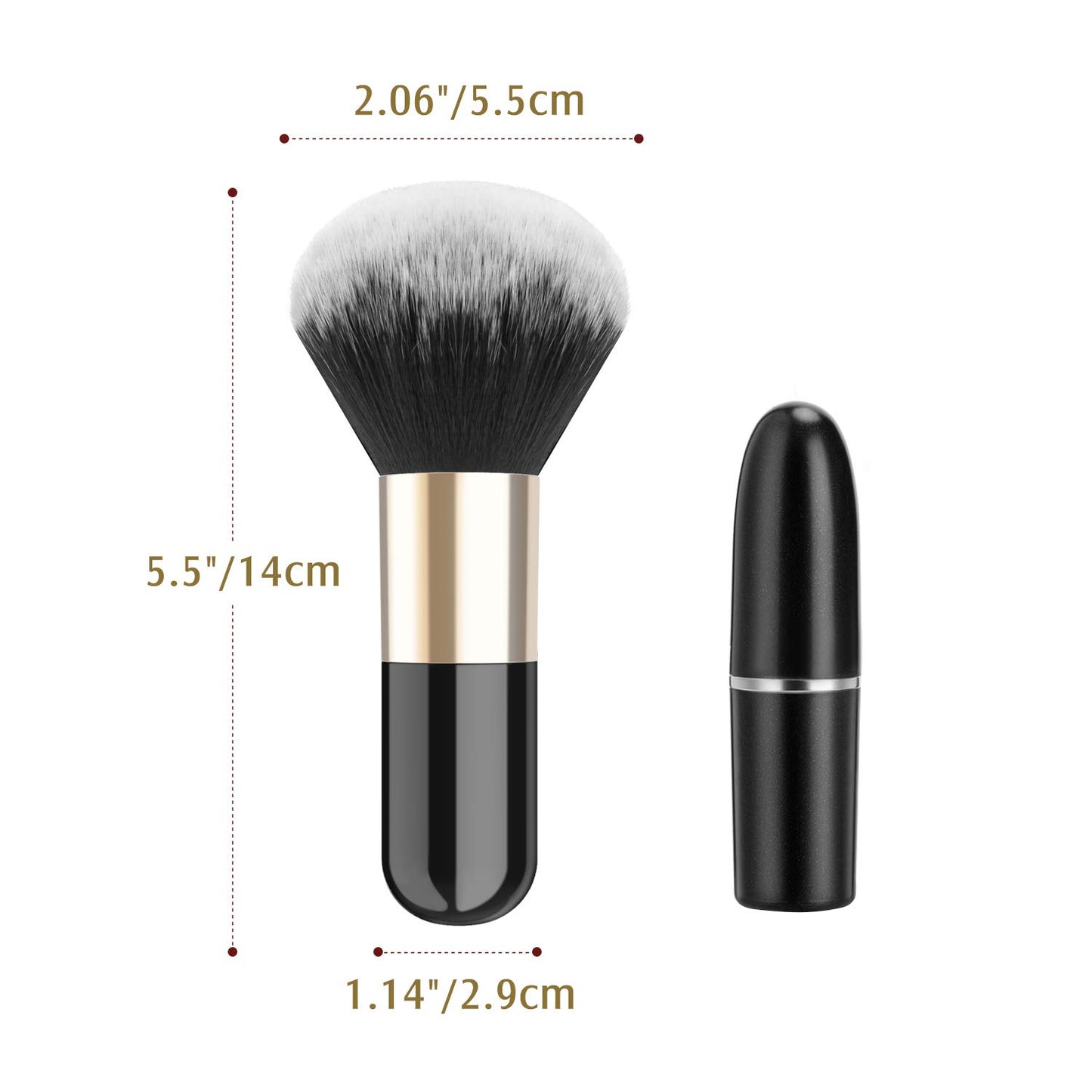 Luxspire Powder Makeup Brush, Black & Gold