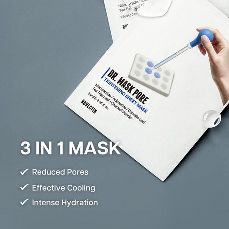 ROVECTIN Dr. Mask Pore for Sebum Control and Pore Treatment, Hydrating, Pore Tightening(Pack of 5 each)