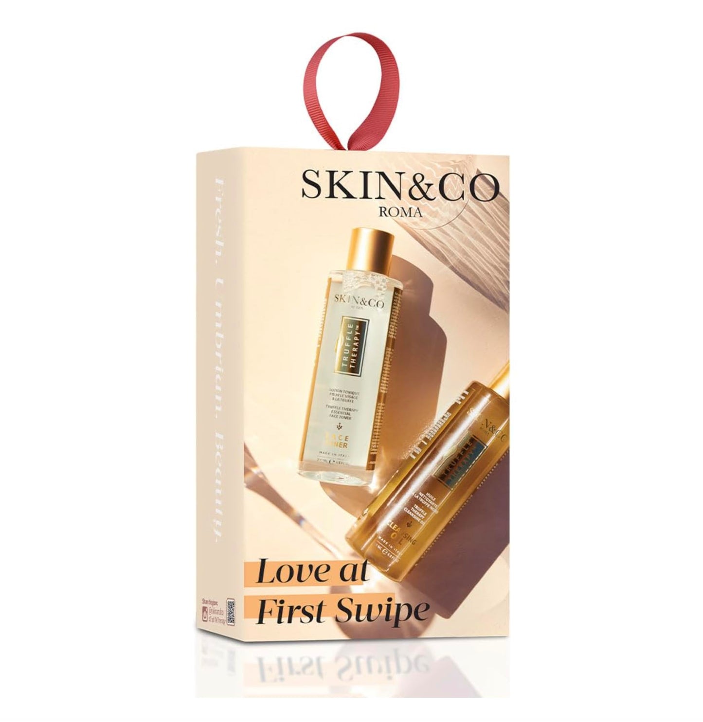 SKIN&CO Truffle Therapy Love at First Swipe | 2-Pc Skincare Kit with Face Toner & Cleansing Oil | Hydrating, Makeup-Removing, Pore-Refining Duo for Brighter, Glowing Skin | All-Natural & Made in Italy