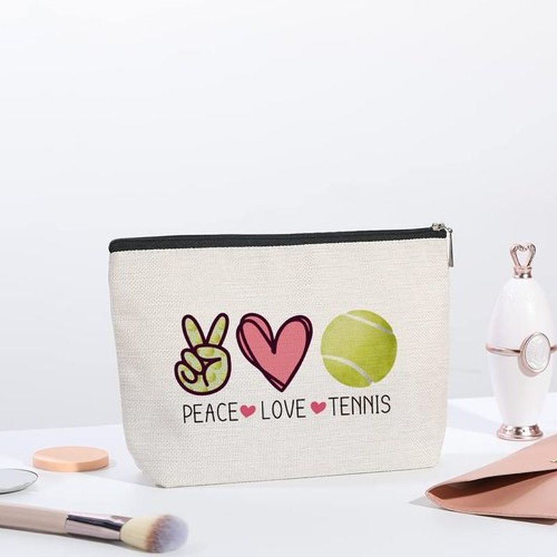 kdxpbpz Tennis Gifts Tennis Pouch Bag Inspirational Gifts for Women, Gifts for Tennis Lovers Players Birthday Gift for Coach Best Friend Sister - Peace Love Tennis Makeup Bag
