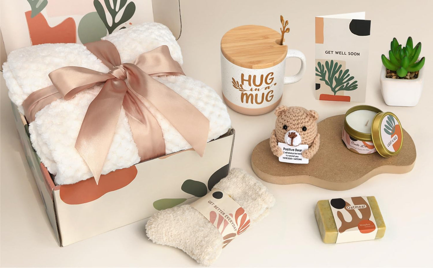 Get Well Soon Gift Baskets for Women - Self Care Package for Women After Surgery - Cancer Chemo Recovery Comfort Gifts Set Wellness Kit - Hug in a Box Thinking of You Gifts for Mom, Sister, Grandma
