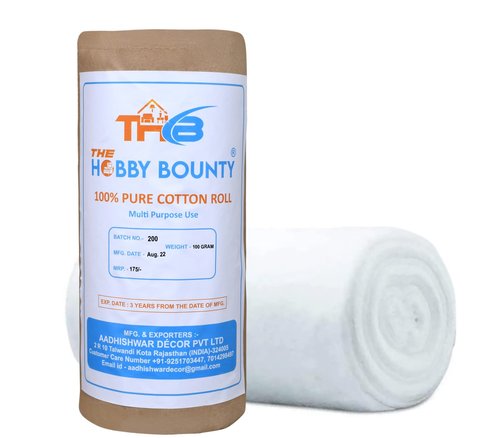 The Hobby Bounty Pure Cotton Roll 100% High Absorbent Soft Rolled Cotton Ball Multipurpose Cotton Use for Makeup Remover Salon Beauty Baby Care Pure Cotton Wool Rolls (100 Gram)