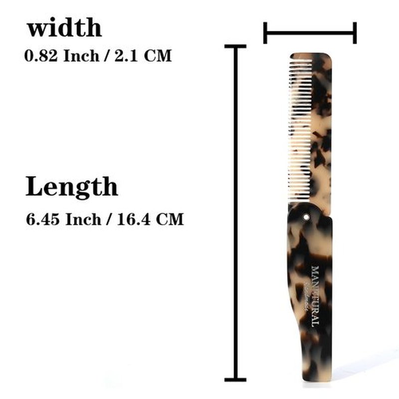 MANETURAL 80L Fine Tooth Comb, Folding Pocket Comb - 6.4" Hair Comb for Women and Kids, Beard Care or Mustache，Grooming Comb for Men，Handmade Saw Cut Hand Polished. (1 PACK, White Tokyo)