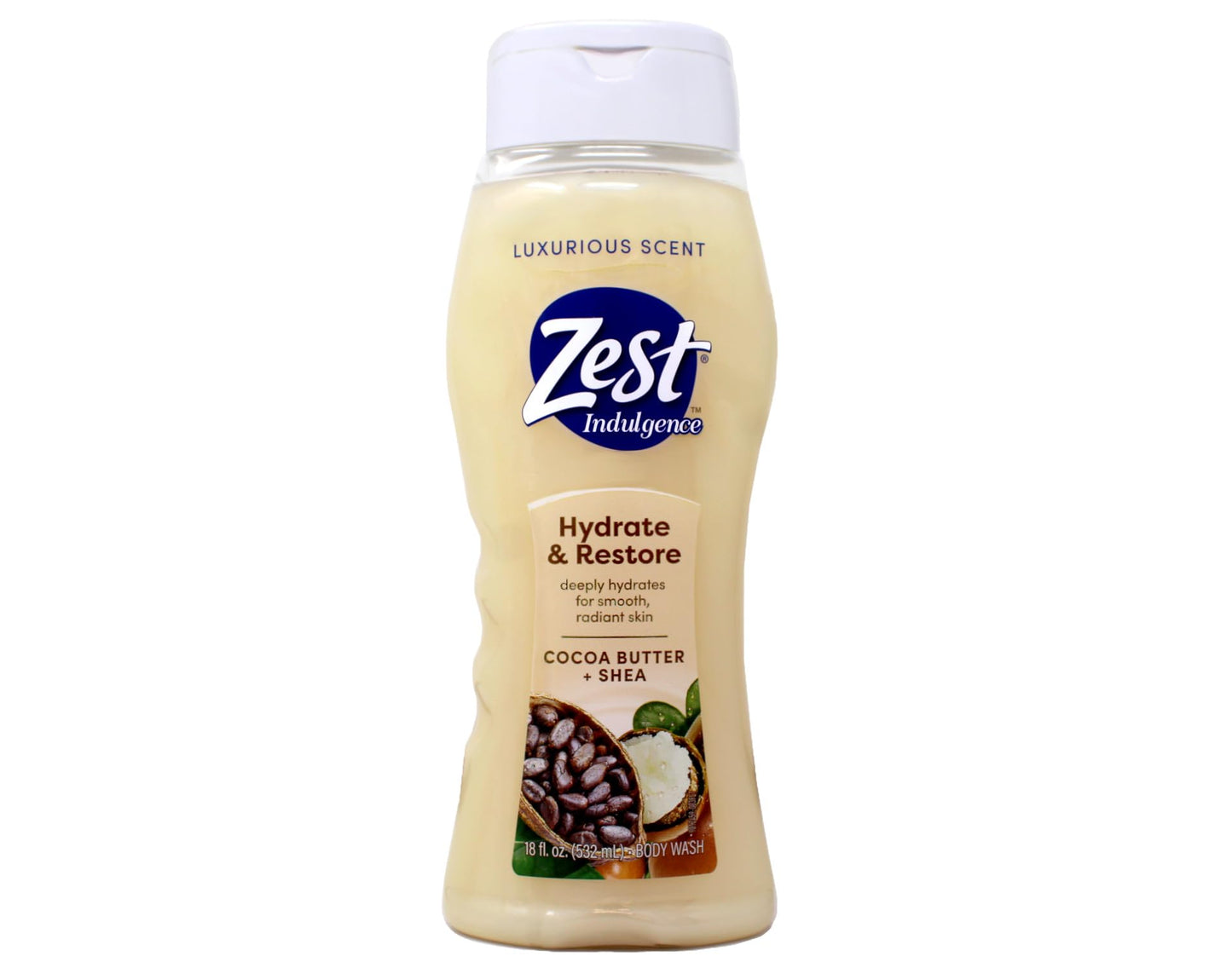 Zest Body Wash Cocoa Butter & Shea Moisturizing 18 Ounce (Pack of 2)