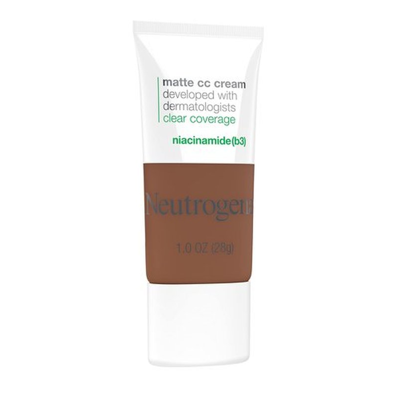 Neutrogena Clear Coverage Flawless Matte CC Cream, Full-Coverage Color Correcting Cream Face Makeup with Niacinamide (b3), Hypoallergenic, Oil Free & Fragrance Free, Cinnamon, 1 oz