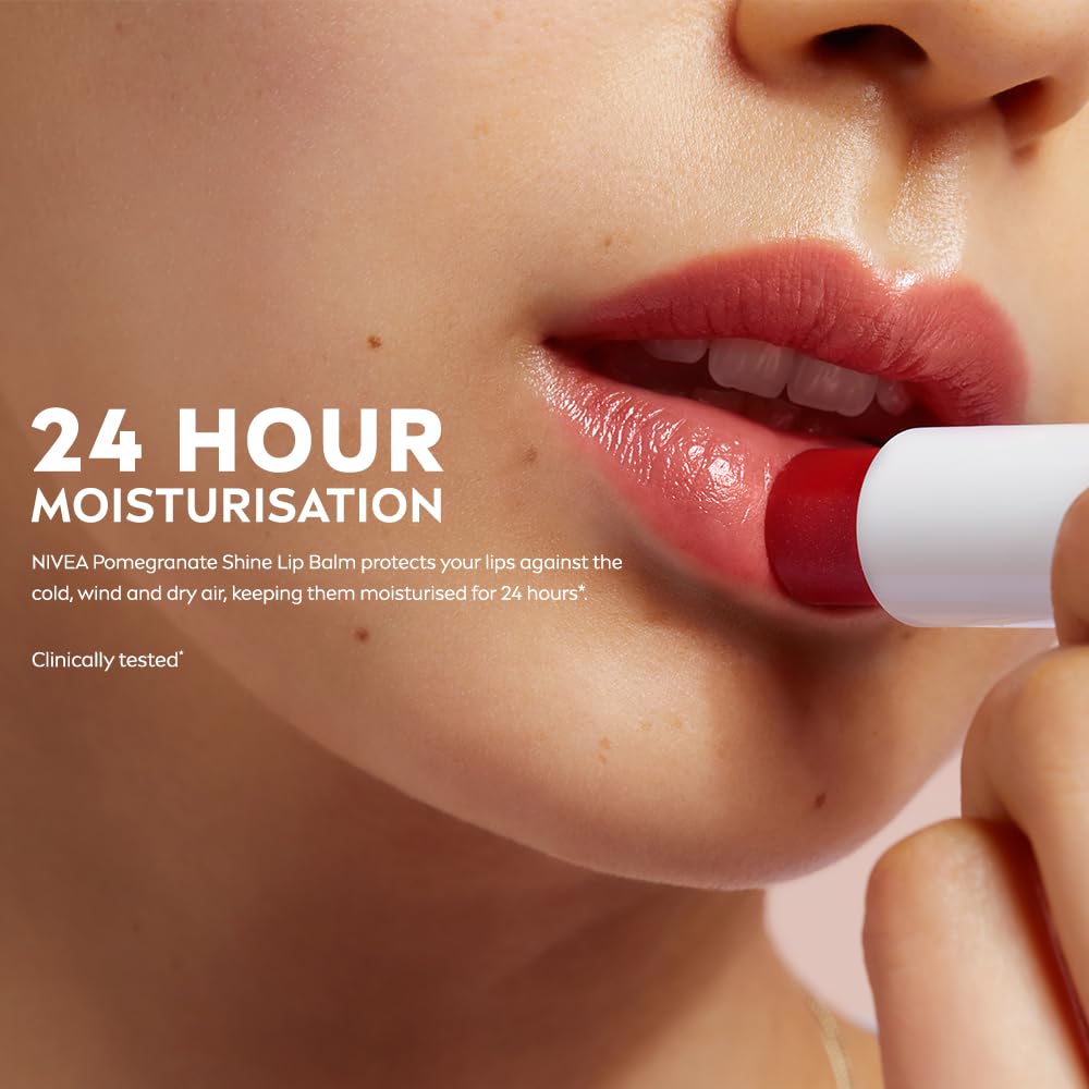 NIVEA Lip Balm, Pomegranate Shine, 4.8g