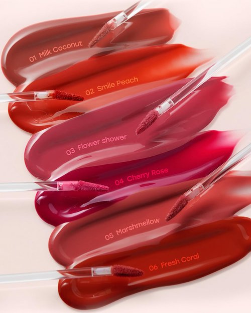 Touch in Sol Vegan Again Juicy Glossy Lip Tint - High Pigmented & Glossy Korean Lip Tint - Shiny Translucent Color - Glowy Hydrated Lips, Moisturizing and Plumping, 0.13 fl.oz. (02 Smile Peach)
