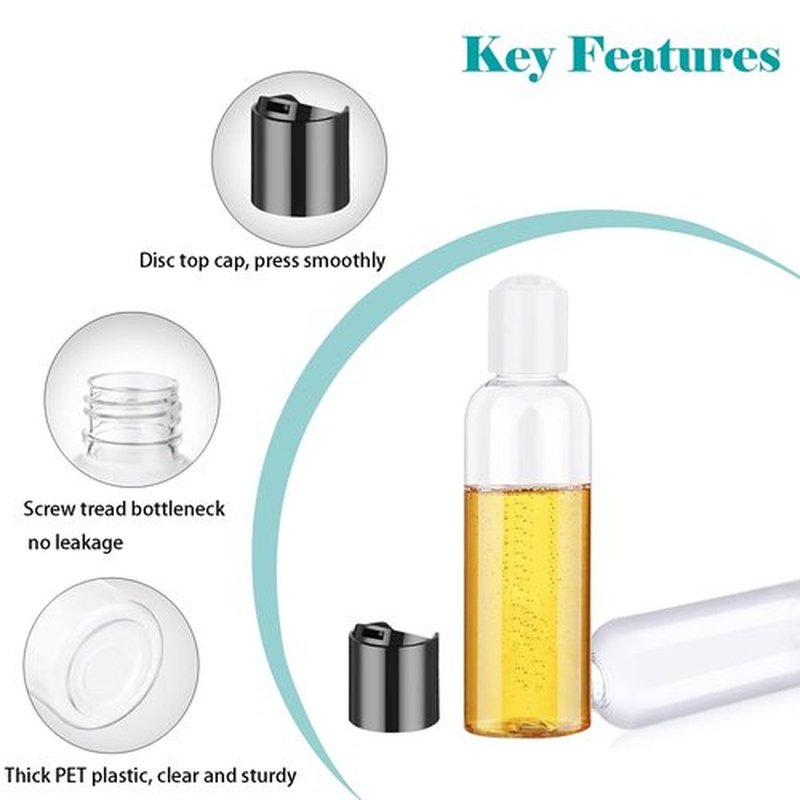 Clear Toiletry Travel Bottles, 3.4oz/100ml TSA Approved Empty Containers with Toiletry Bag - Cosmetic Kit with Labels for Shampoo, Conditioner, Lotion, and Airplane Accessories(4Pack, White)