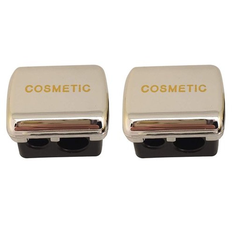 JOSALINAS Dual Makeup Sharpener (2 pack) for Cosmetic Eyebrow Eyeliner Pencil, Silver