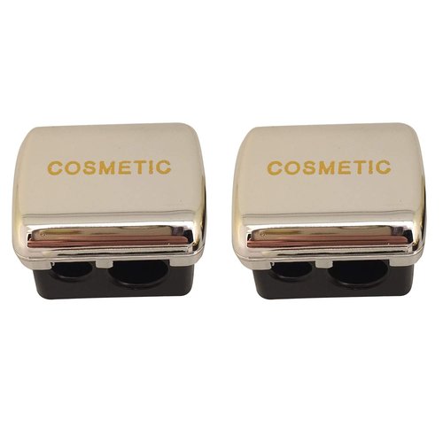 JOSALINAS Dual Makeup Sharpener (2 pack) for Cosmetic Eyebrow Eyeliner Pencil, Silver