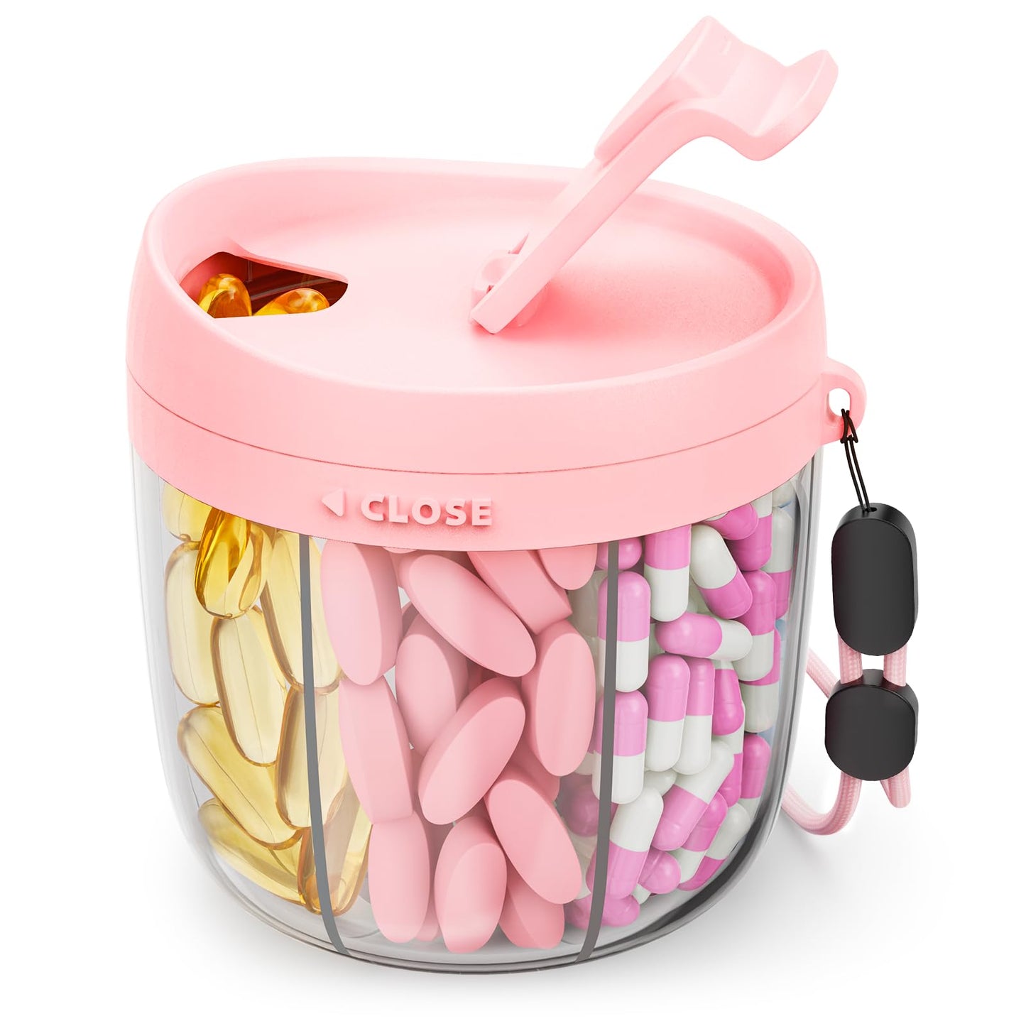 AMOOS Cute Pill Dispenser with Anti-Mix Design, 7-Slot, BPA-Free, Patented