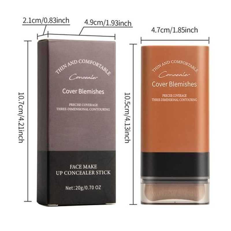 Korea Flawless Eraser Foundation Stick,Cooklesa Hydrating Lightweight Foundation Stick with Brush,Multiuse Foundation Stick Makeup Lightweight,Foundation Stick Makeup Built-In Foundation Brush (#3, 1)