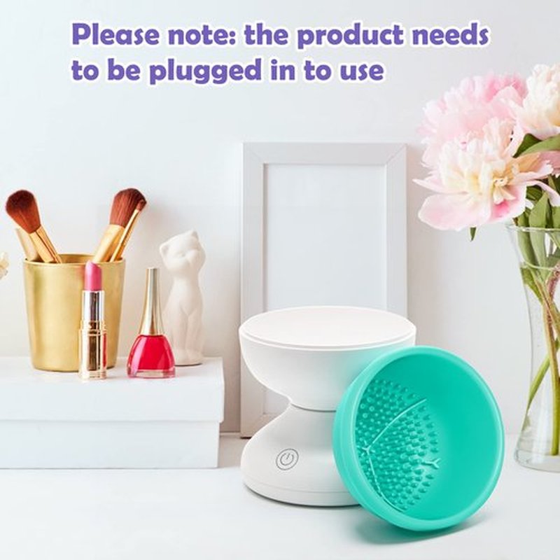 Electric Makeup Brush Cleaner Newest Design, Luxiv Wash Makeup Brush Cleaner Machine Fit for All Size Brushes Automatic Spinner Machine, Makeup Brush Beauty Blender Cleaner (White+grass green)