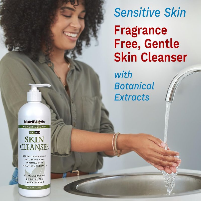 NutriBiotic Sensitive Skin Non-Soap Cleanser Twin Pack - pH Balanced & Hypoallergenic, 16 Oz