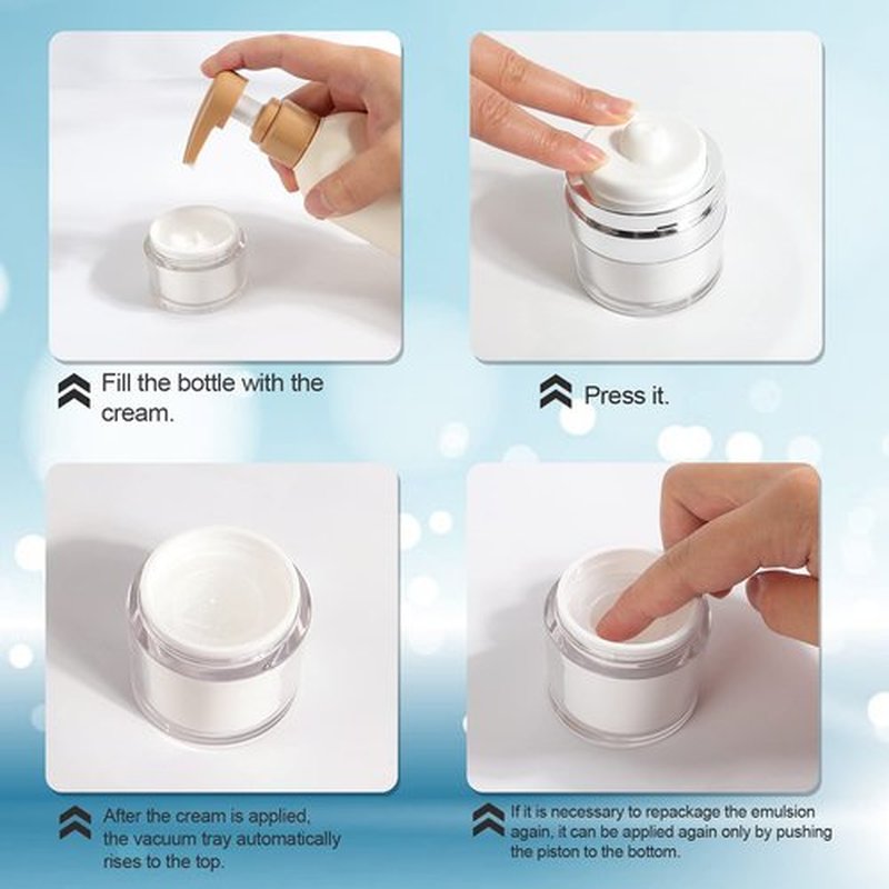 3Pack 3.5Oz Airless Pump Jars Lotion Container, Pump Bottle Dispenser Moisturizer Containers for Cream, Empty Makeup Bottle Cosmetic Jar