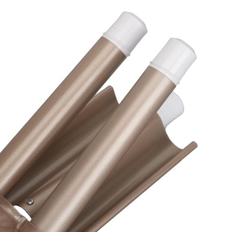 Curling Iron, Wavy Curling Wand 3 Barrel Hair Crimper Dry and Wet Use Ceramic Heating Hair Styling Curler Golden Curling Iron Crimping Iron for Hair Waver Crimpers Hair Tool (US
