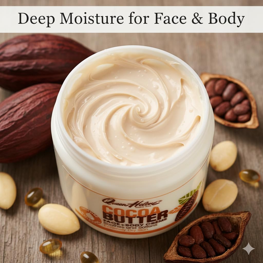 Queen Helene Cocoa Butter Creme – Deep Hydrating Cocoa Butter Formula for Smooth Radiant Skin | 15 oz Jar | 2 Pack