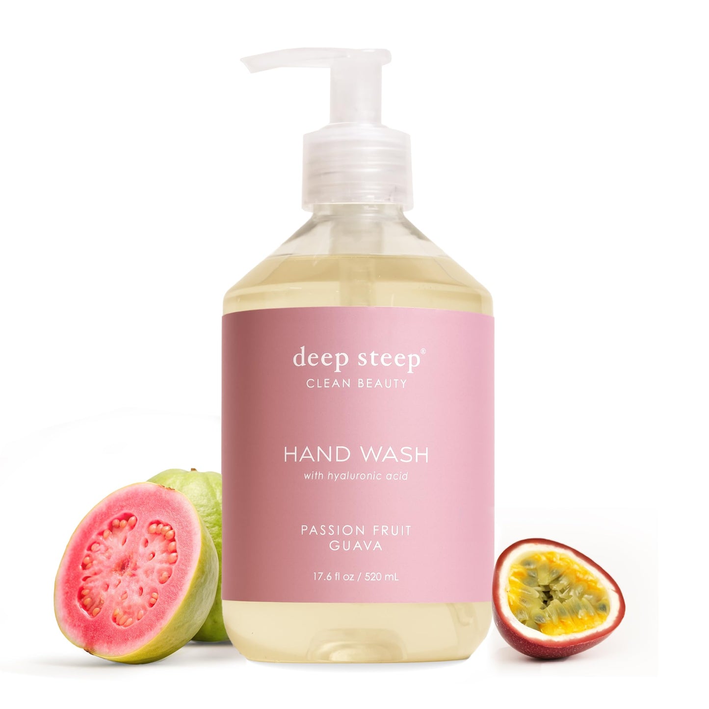 Deep Steep Liquid Hand Wash, Passion Fruit Guava, 17.6 oz – Moisturizing Cleanser with Olive Oil, Aloe Vera, Glycerin & Hyaluronic Acid – Vegan, Clean Beauty, Soft & Nourished Hands
