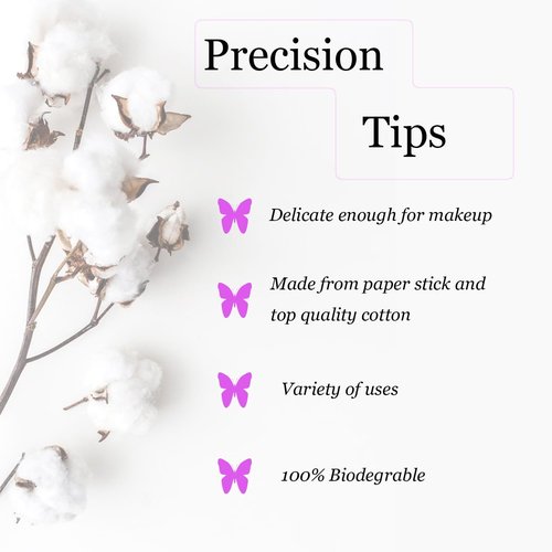 500pcs Precision Tip Cotton Swabs/Double Pointed Cotton Buds for Makeup