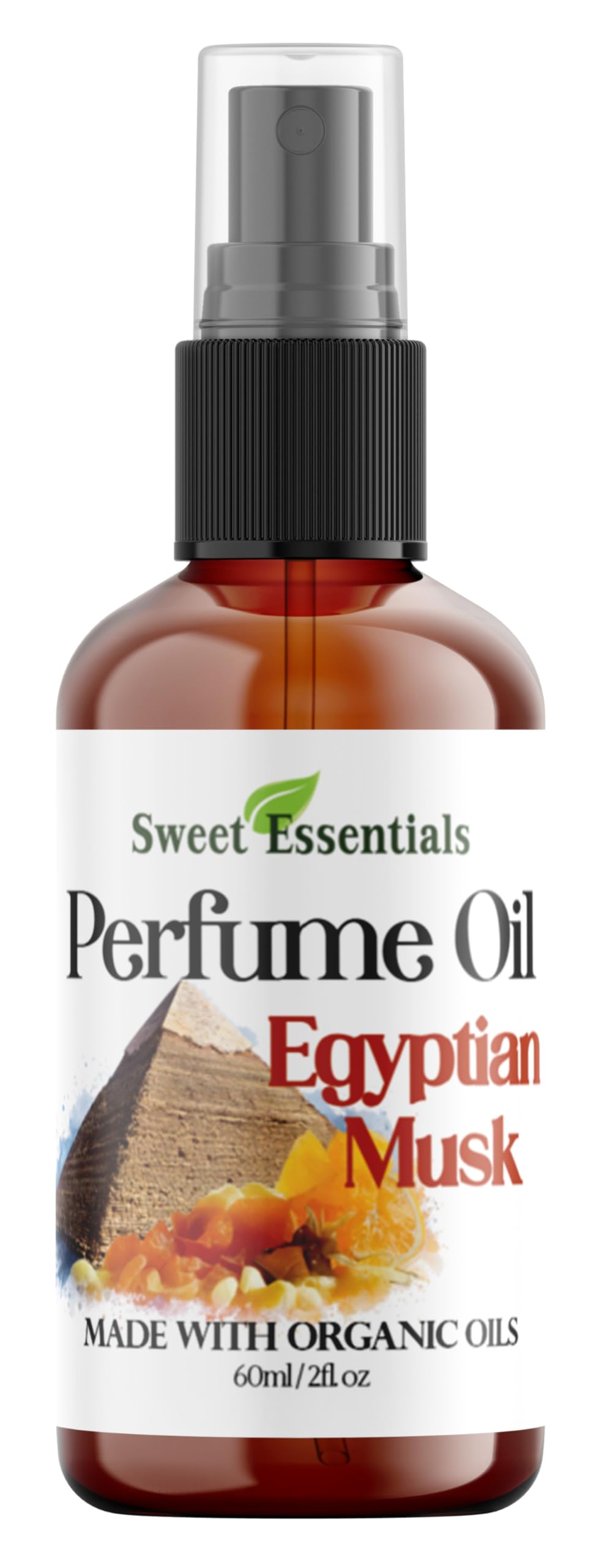 Sweet Essentials EGYPTIAN MUSK Perfume Oil, Made with Organic Oils, 2oz, Spray on Perfume Hair & Body Oil - Alcohol, Silicone & Preservative Free