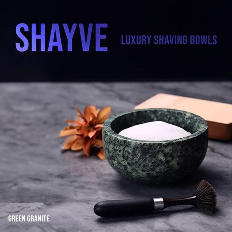URBAN SOMBRERO ShayVe Shaving Bowl for Shaving Soap & Cream — Granite Shave Bowl For Shaving Soap & Cream — Exquisite Heat Insulated Wet Shaving Kit Addition (Green Granite)