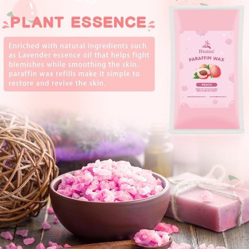 Biutee Paraffin Wax Refills 6 Pack 0.44 Pound per pack Peach Scented Paraffin Wax Paraffin Blocks Moisturizing for Hand and Feet Low Melt Paraffin Wax(Peach)
