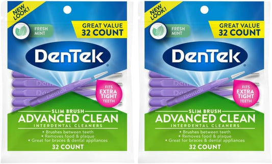 Dentek Slim Brush 32 Count Deep Clean Tight Teeth (6 Pack)