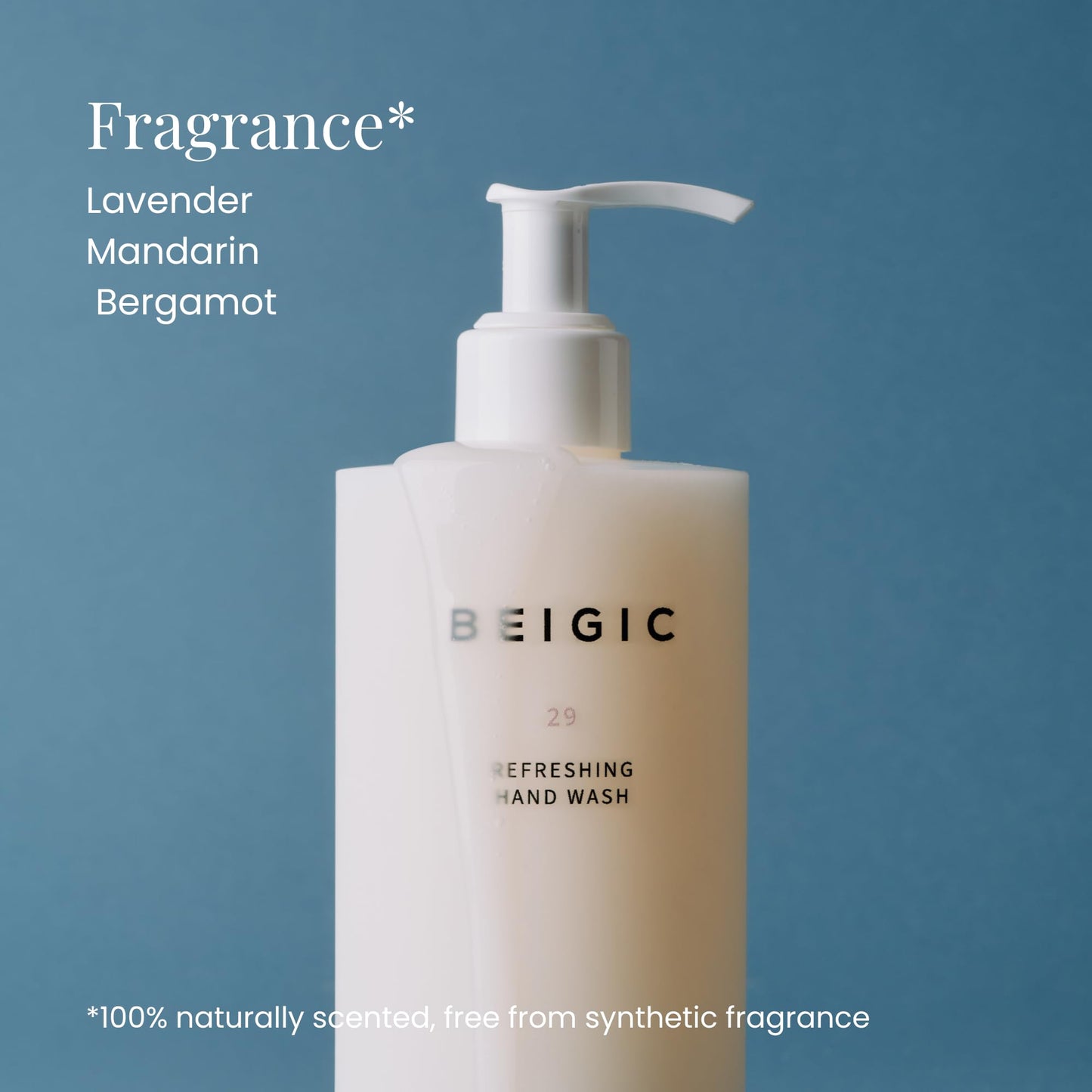 BEIGIC Refreshing Hand Wash - Lavender, Bergamot & Mandarin, Vegan Hydrating Softening Cleansing Hypoallergenic Handwash for Sensitive Skin (10.6 oz)
