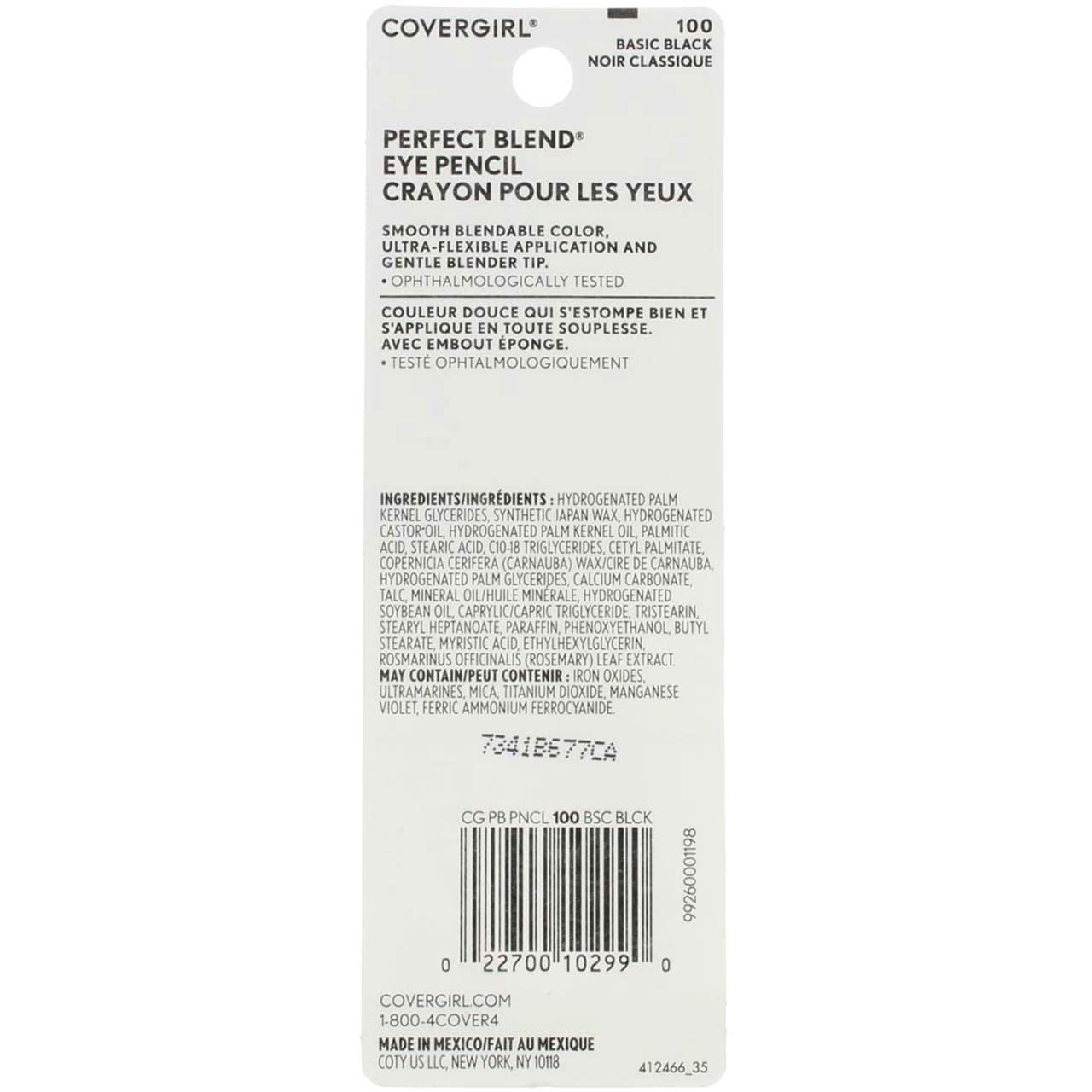CoverGirl Perfect Blend Eye Pencil, Basic Black [100], 0.03 oz (Pack of 6)