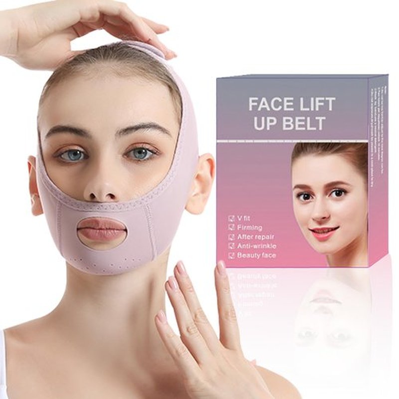 Generic Face Lift Mask, Reusable Face Tape, 2024 New V-Wire Lift Mask, Double Chin Lift Bandage, V-Mask Sagging, Ice Silk Breathable Face Belts for Men and Women, Pink, 6.45×1.18×4.72 Inch, Purple