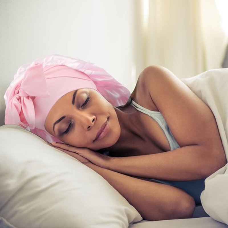 Arqumi Pack of 2 Satin Sleeping Bonnet, Large Satin Sleep Bonnet with Long Strap, Adjustable Sleep Cap Hair Bonnet for Women & Men, Black+Pink
